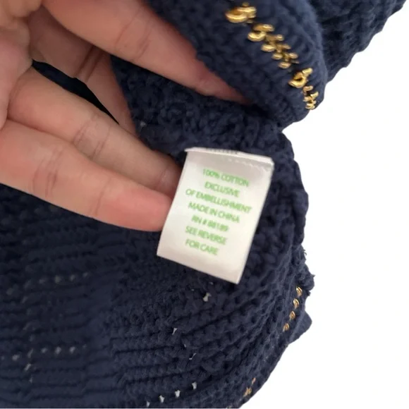 Lily Pulitzer navy cardigan with gold chain accents XS EUC DH-15 - Picture 6 of 6